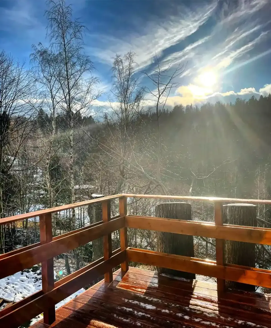 Balkon Chatki Naszej o zachodzie słońca